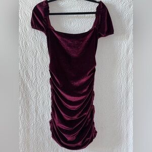 Lucy in the Sky Velvet Glitter Ruched Short Cap Sleeve Mini Dress